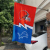 Browns vs Lions House Divided Flag, NFL House Divided Flag