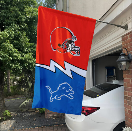 Browns vs Lions House Divided Flag, NFL House Divided Flag