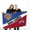 Knicks vs Heat House Divided Flag, NBA House Divided Flag, NBA House Divided Flag