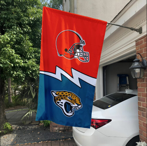 Browns vs Jaguars House Divided Flag, NFL House Divided Flag