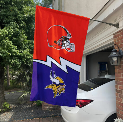 Browns vs Vikings House Divided Flag, NFL House Divided Flag