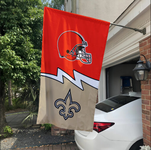Browns vs Saints House Divided Flag, NFL House Divided Flag