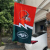 Browns vs Jets House Divided Flag, NFL House Divided Flag