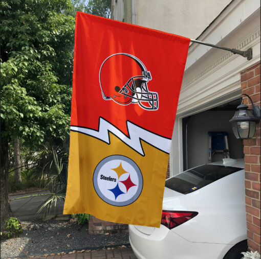 Browns vs Steelers House Divided Flag, NFL House Divided Flag