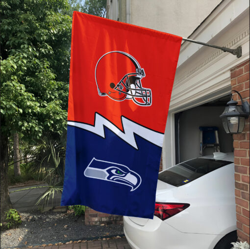 Browns vs Seahawks House Divided Flag, NFL House Divided Flag