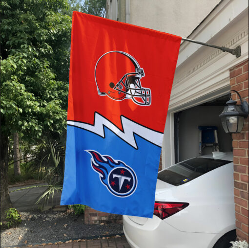 Browns vs Titans House Divided Flag, NFL House Divided Flag