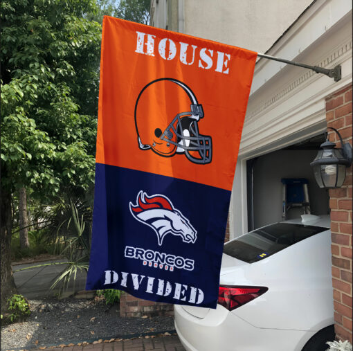 Browns vs Broncos House Divided Flag, NFL House Divided Flag