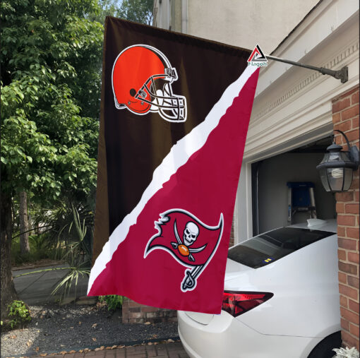 Browns vs Buccaneers House Divided Flag, NFL House Divided Flag