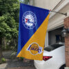 76ers vs Lakers House Divided Flag, NBA House Divided Flag, NBA House Divided Flag