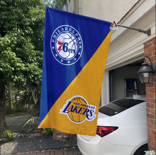 76ers vs Lakers House Divided Flag, NBA House Divided Flag