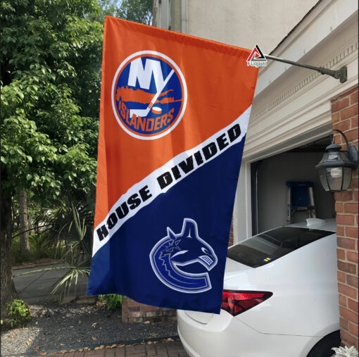 Islanders vs Canucks House Divided Flag, NHL House Divided Flag