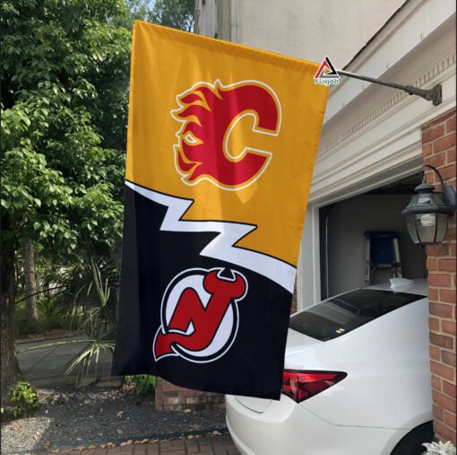 Flames vs Devils House Divided Flag, NHL House Divided Flag