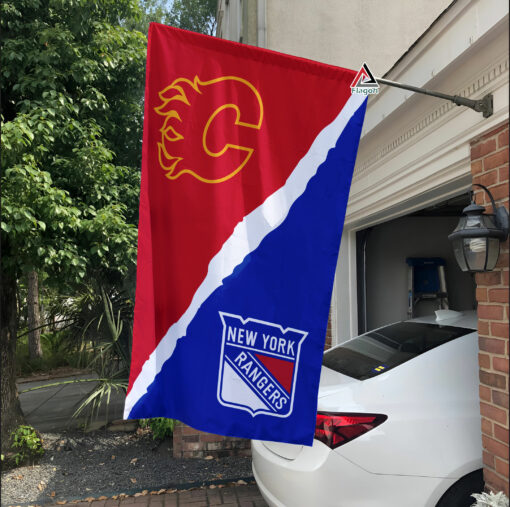 Flames vs Rangers House Divided Flag, NHL House Divided Flag