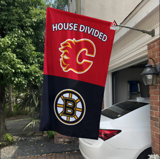 Flames vs Bruins House Divided Flag, NHL House Divided Flag