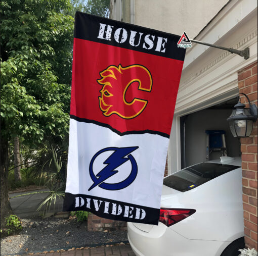 Flames vs Lightning House Divided Flag, NHL House Divided Flag