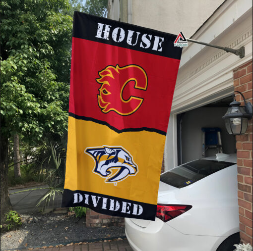 Flames vs Predators House Divided Flag, NHL House Divided Flag