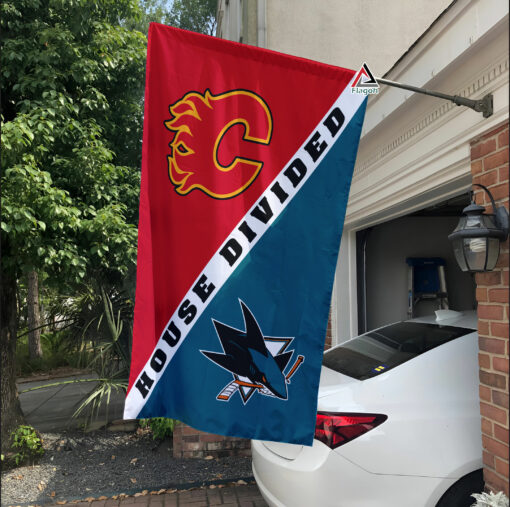 Flames vs Sharks House Divided Flag, NHL House Divided Flag