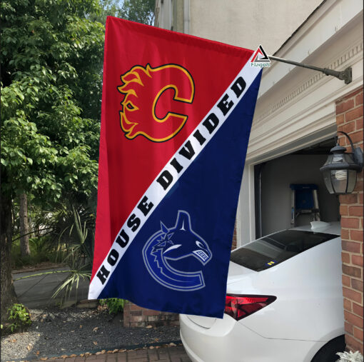 Flames vs Canucks House Divided Flag, NHL House Divided Flag