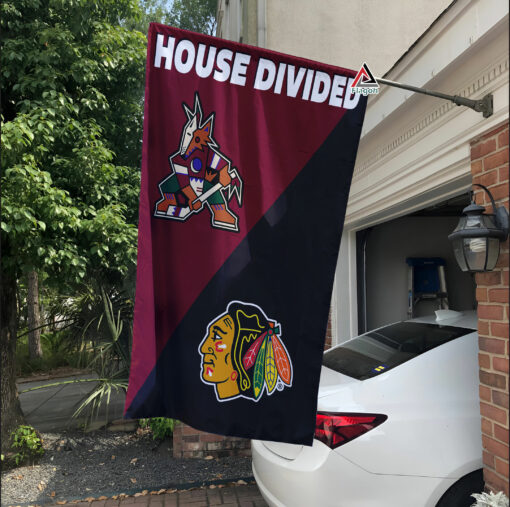 Coyotes vs Blackhawks House Divided Flag, NHL House Divided Flag
