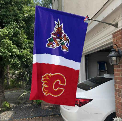 Coyotes vs Flames House Divided Flag, NHL House Divided Flag