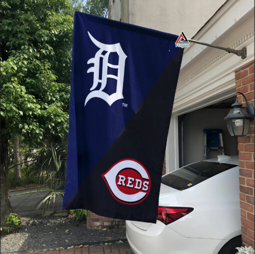 Tigers vs Reds House Divided Flag, MLB House Divided Flag