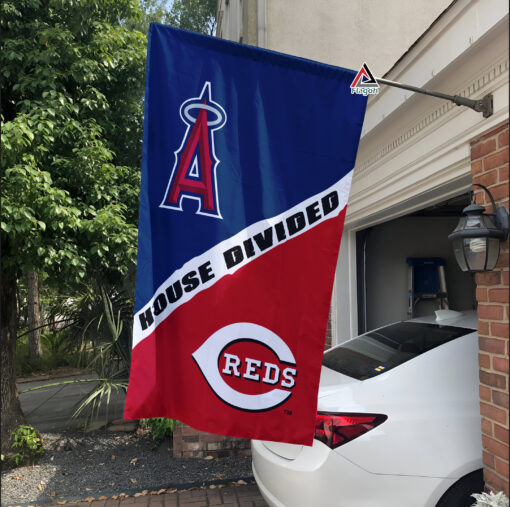 Angels vs Reds House Divided Flag, MLB House Divided Flag