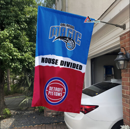Magic vs Pistons House Divided Flag, NBA House Divided Flag