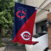 Twins vs Reds House Divided Flag, MLB House Divided Flag, MLB House Divided Flag
