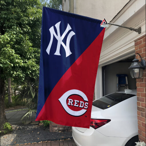 Yankees vs Reds House Divided Flag, MLB House Divided Flag