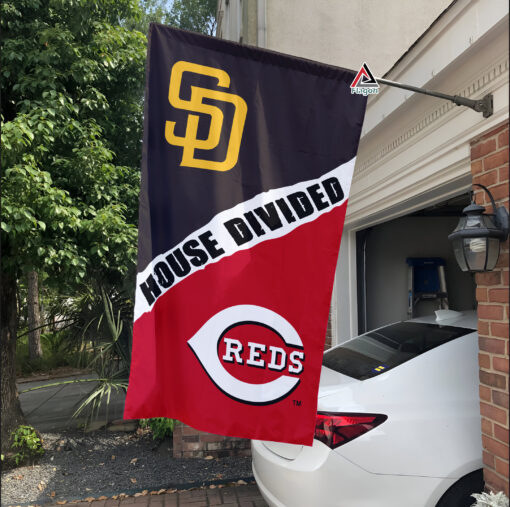 Padres vs Reds House Divided Flag, MLB House Divided Flag