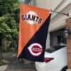 Giants vs Reds House Divided Flag, MLB House Divided Flag, MLB House Divided Flag