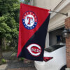 Rangers vs Reds House Divided Flag, MLB House Divided Flag, MLB House Divided Flag