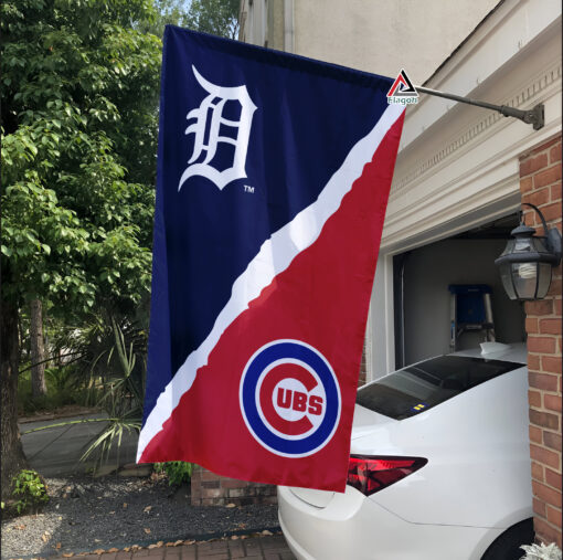 Tigers vs Cubs House Divided Flag, MLB House Divided Flag