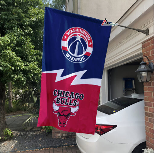 Wizards vs Bulls House Divided Flag, NBA House Divided Flag