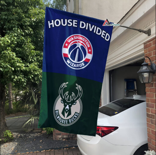 Wizards vs Bucks House Divided Flag, NBA House Divided Flag
