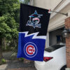 Marlins vs Cubs House Divided Flag, MLB House Divided Flag, MLB House Divided Flag