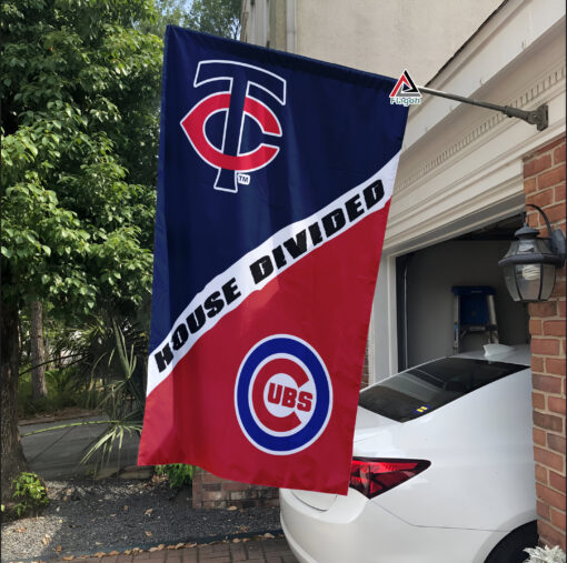 Twins vs Cubs House Divided Flag, MLB House Divided Flag