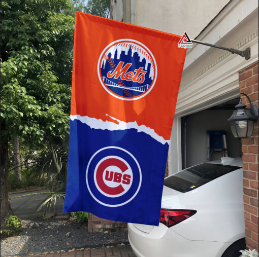 Mets vs Cubs House Divided Flag, MLB House Divided Flag