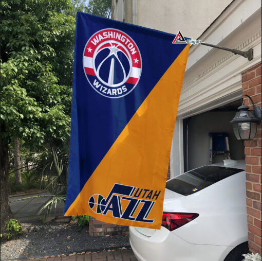 Wizards vs Jazz House Divided Flag, NBA House Divided Flag