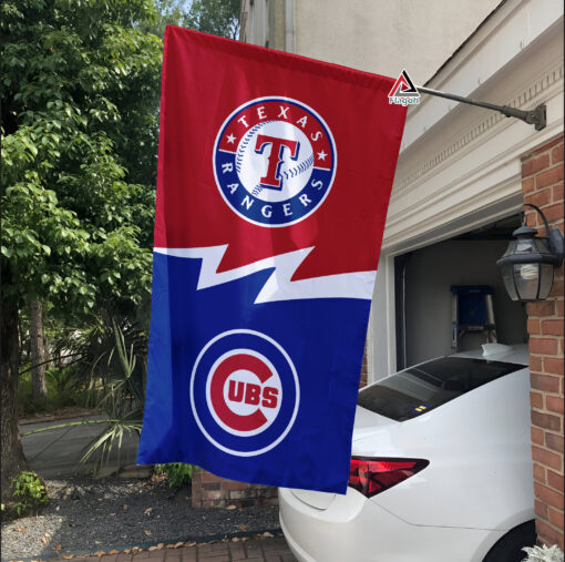 Rangers vs Cubs House Divided Flag, MLB House Divided Flag