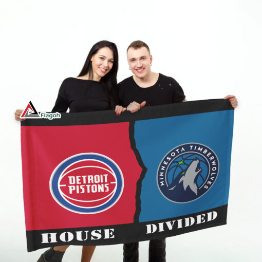 Pistons vs Timberwolves House Divided Flag, NBA House Divided Flag