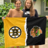 Bruins vs Blackhawks House Divided Flag, NHL House Divided Flag