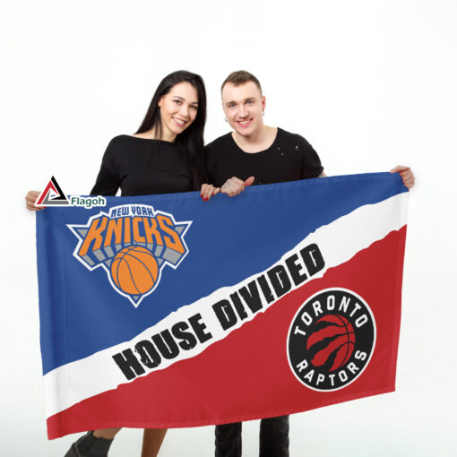 Knicks vs Raptors House Divided Flag, NBA House Divided Flag