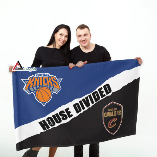 Knicks vs Cavaliers House Divided Flag, NBA House Divided Flag