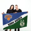 Knicks vs Bucks House Divided Flag, NBA House Divided Flag, NBA House Divided Flag
