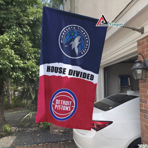 Timberwolves vs Pistons House Divided Flag, NBA House Divided Flag