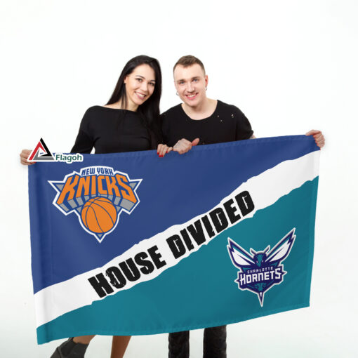 Knicks vs Hornets House Divided Flag, NBA House Divided Flag