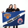 Knicks vs Wizards House Divided Flag, NBA House Divided Flag, NBA House Divided Flag