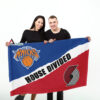 Knicks vs Trail Blazers House Divided Flag, NBA House Divided Flag, NBA House Divided Flag