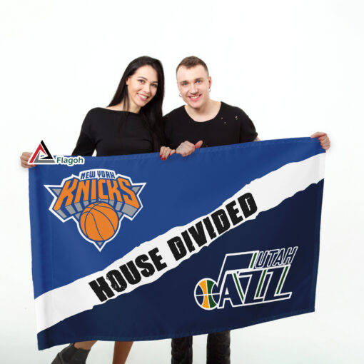 Knicks vs Jazz House Divided Flag, NBA House Divided Flag
